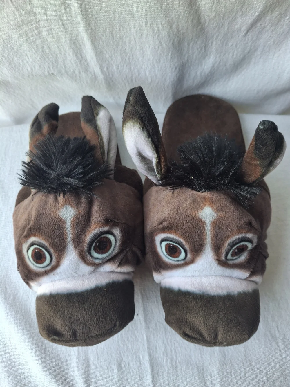 Kids Brown Donkey Plush Slippers